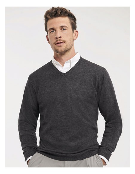 RUS-0R710M0-Mens V-Neck Knitted Pullover 2